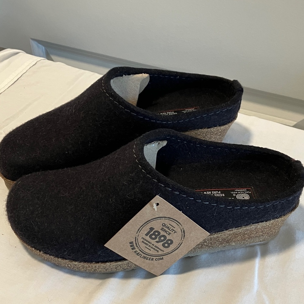 Haflinger Graphite Juliette Wool Clogs Size 38